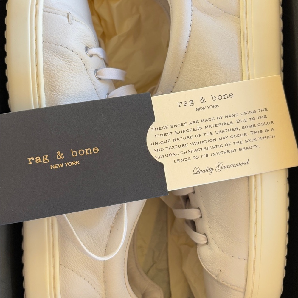 RAG & BONE Kent Lace Up All Leather White Sneakers New in Box-Size EU 39.5 - Picture 14 of 14